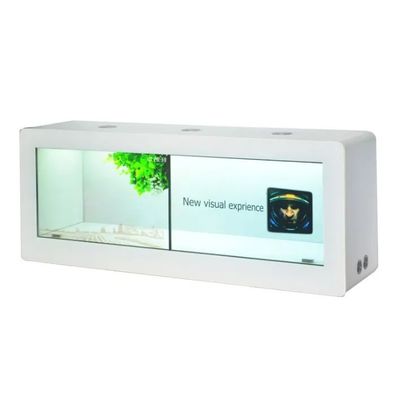 1x2 スプライシング ウォール 透明 LCD 展示台 55 インチ 容量感触ディスプレイ キャビネット