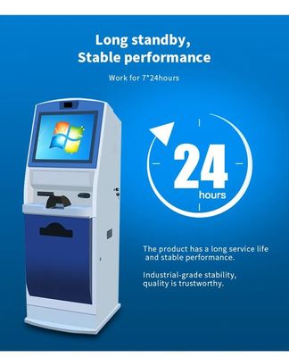 19インチタッチスクリーンセルフサービスキオスク IDカードリーダーとA4プリンタ
