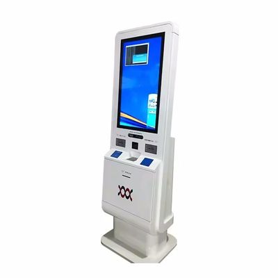 現金受付機とクレジットカードリーダー付きの多言語セルフチェックインキオスク