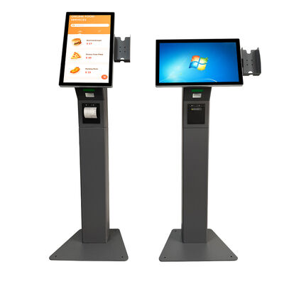 21.5 Inch Self Ordering Kiosk with Multi-language Support and Metal Case Toughened Glass Panel