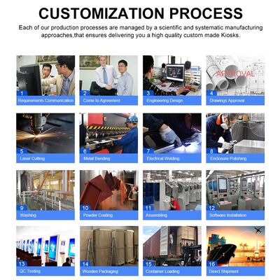 Self Service Kiosk with Capacitive Touch 10 Point Screen Custom Color and Floor Standing Wall Mounting Counter Top Installation