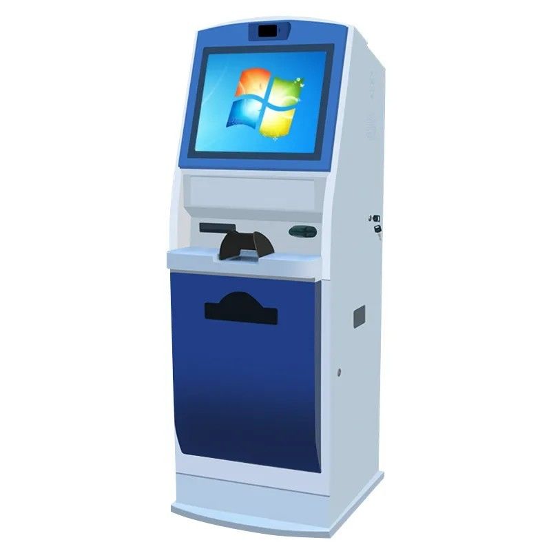 19インチタッチスクリーンセルフサービスキオスク IDカードリーダーとA4プリンタ